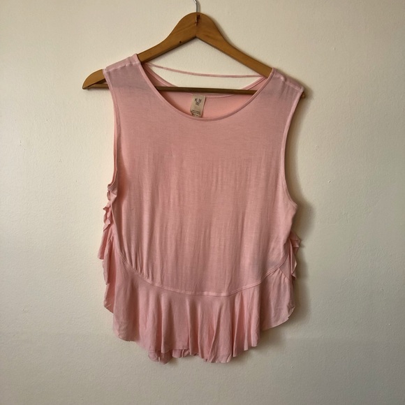 Free People Tops - Free People Pink Ruffle Bottom Top